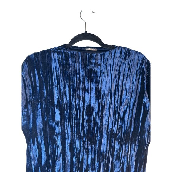 2/$30 ZARA W/B Collection Medium Velvet Navy Royal Blue Tie-Dye Top - Picture 6 of 11